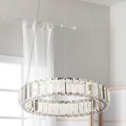 LED-Hängeleuchte Filumena, grau/klar, Metall/Glas, Ø 35 cm