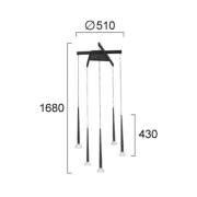 LED-Hängelampe Rina, schwarz/klar, Ø 51 cm, Metall, 5-flg.