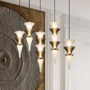 LED-Pendellampe Venera, Höhe 29 cm, weiß/braun, Glas