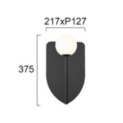 Wandlampe Fedora, Höhe 37 cm, schwarz, Metall/Glas