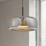 LED-Pendelleuchte Deco, rauchgrau/schwarz, Ø 33 cm, Glas