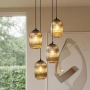 Pendellampe Verdi, Ø 30 cm, schwarz/rauchgrau, Glas, 4-flg.