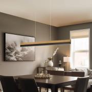 Quitani LED-Hängelampe Keijo, schwarz/eiche, 103 cm