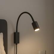 LED-Wandleuchte Justi, sandschwarz, Höhe 52 cm, Metall