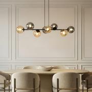 Lindby Pendelleuchte Isamer, rauchgrau/amber, 130 cm, Kugel