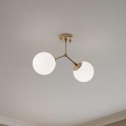 Deckenleuchte Damar, gold, Glas, 2-flammig, Länge 44 cm, E27