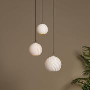 Pendellampe Bina, Länge 45 cm weiß/schwarz, Porzellan 3-flg.