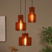 Hängelampe Rollo, terrakotta, Ø 50 cm, Stoff/Metall, 3-flg.