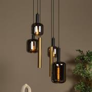 Hängelampe Joanet, Ø 65 cm, rauch/messing Glas/Metall 6-flg.