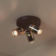 Deckenstrahler Upton, Ø 31 cm, schwarz/rauchgrau, 3-flg.