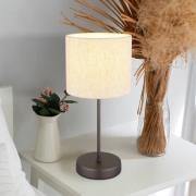 Tischleuchte Thea, creme/schwarz matt, Leinen, Höhe 37 cm