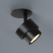 LED-Einbauspot BRUSH, schwarz, Ø 7 cm, Metall, dim, 2.700 K