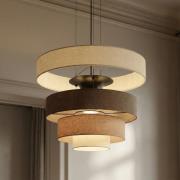 Lucande LED-Hängelampe Peldano, Ø50 cm braun/beige, step-dim
