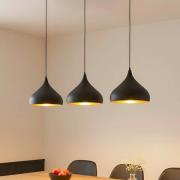 Lindby Pendelleuchte Elamira, schwarz, Metall, 133cm, 3-flg.