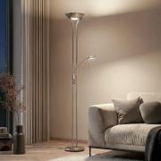 Lindby LED-Standleuchte Josefin, nickel, Leselicht, dimmbar