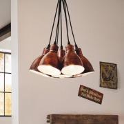 Vintage-Pendelleuchte Priddy 1 7flg., kupfer antik