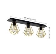 Deckenleuchte Tarbes, dreiflammig, länglich