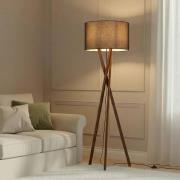 Lucande Stehlampe Auriane, Tripod, schwarz, Stoff, 160 cm