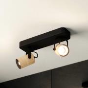 Deckenspot Cayuca, schwarz/holzdekor, zweiflammig