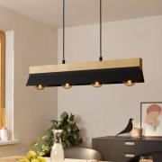 Hängelampe Tarrafo schwarz, holz natur, 4-flammig