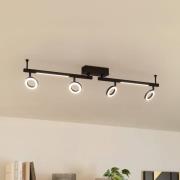 LED-Deckenspot Cardillio 2 schwarz mit vier Ringen