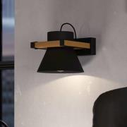 Wandleuchte Maccles in Schwarz mit Holz