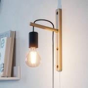 Wandleuchte Pockley, Ausladung 16 cm, schwarz/holz, Holz