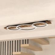 LED-Deckenlampe Boyal, schwarz, Länge 101 cm, Holz, 3-flg.