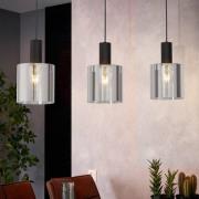 Hängelampe Gorosiba, schwarz, Länge 85 cm, Stahl/Glas, 3-flg