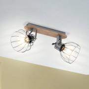 Deckenlampe Sambatello, zweiflammig, braun/silber