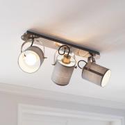 Deckenspot Villabate mit drei Textilschirmen