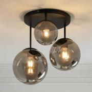 Lindby Deckenleuchte Teeja, rauch, 3-flg., Ø47cm, Glas, E27