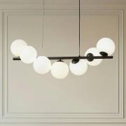 Lucande Hängeleuchte Isandro, schwarz / opal, 7-flammig