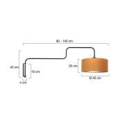 Wandlampe Bloeba, schwarz/gold, Ausladung 140 cm, Velours
