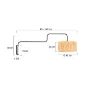 Wandlampe Bloeba, schwarz/braun, Ausladung 140 cm, Seegras