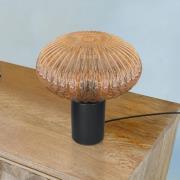 Tischlampe Bloeba, Ø 30 cm schwarz/bernsteinfarben, Glas
