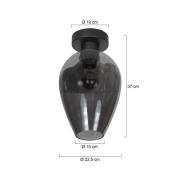Deckenlampe Bloeba, schwarz/rauchgrau, Ø 22 cm, Glas Tropfen