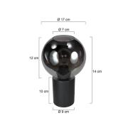 Tischlampe Bloeba, schwarz/rauchgrau, Ø 17 cm, Glas Kugel