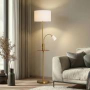 Lindby Stehlampe Aovan, bronzefarben, Ablage, USB-Anschluss