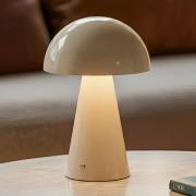 Lindby LED-Akkutischlampe Nevijo, beige, Ø20cm, USB, Dimmer