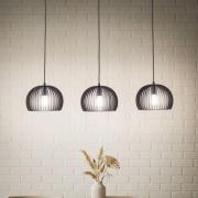 Lindby Pendellampe Jusra, 99cm, 3-flg., schwarz, Metall, E27