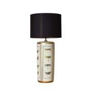 Tischlampe Lucca, schwarz, Höhe 67 cm, Leinentextil, Keramik