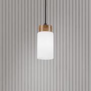 Hängeleuchte Markus, Opalglas/Eichenholz, Ø 9,5 cm, E27