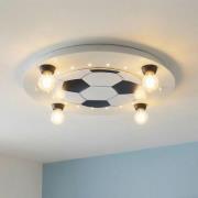 Deckenleuchte Fußball, vierflammig, silber-weiß