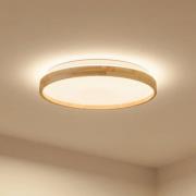 Lindby Smart LED-Deckenleuchte Mirren Holz Ø39,5cm CCT Tuya