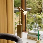 Tischleuchte SET, messingfarben, Höhe 60 cm, Eisen/Glas