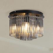 Deckenlampe Swizzle, schwarz/rauchgrau, Ø 32 cm, Glas/Metall