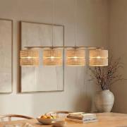 Hängeleuchte Calma, 4-flammig, beige, Bast, Länge 95 cm