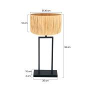 Tischleuchte Stang 3857ZW, Seegras, schwarz/natur, H. 55 cm