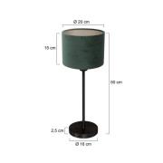 Tischleuchte Noor, schwarz/Velours grün, Höhe 50 cm, E27